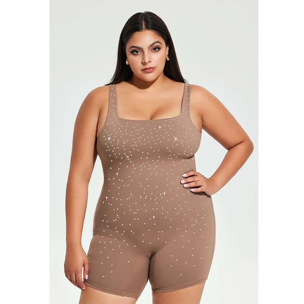 Ergonomic back design of plus size women's body shaper shorts