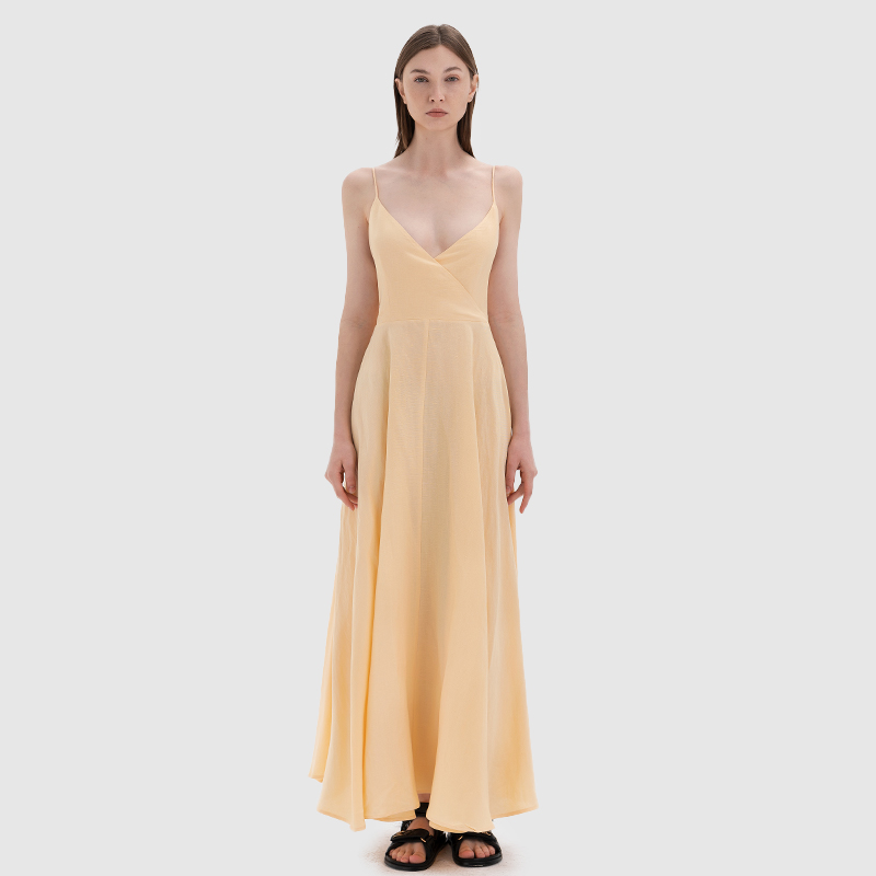 v-neck-spaghetti-strap-linen-maxi-dress-apricot-yellow
