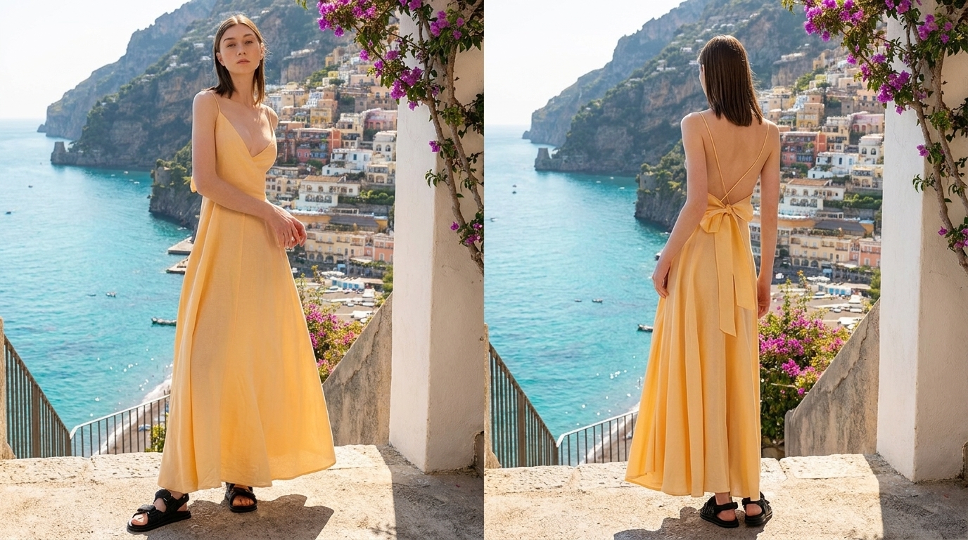Discover Effortless Elegance: The Butter Yellow Linen Backless Maxi Dress