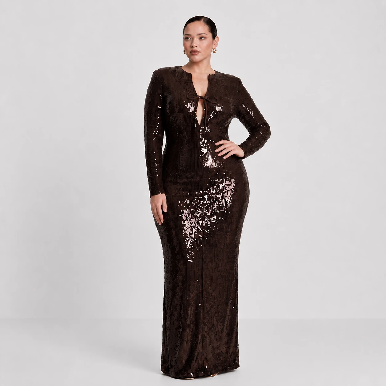 elegant-brown-sequin-maxi-dress-front