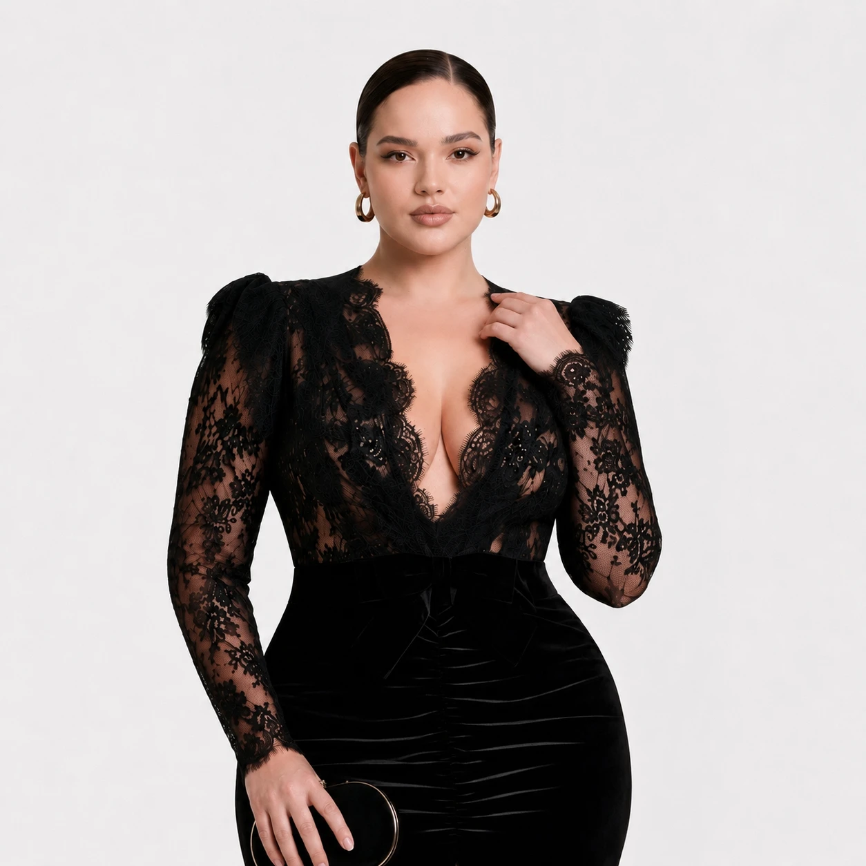 v-neck-sheer-lace-bodice-evening-dress-details