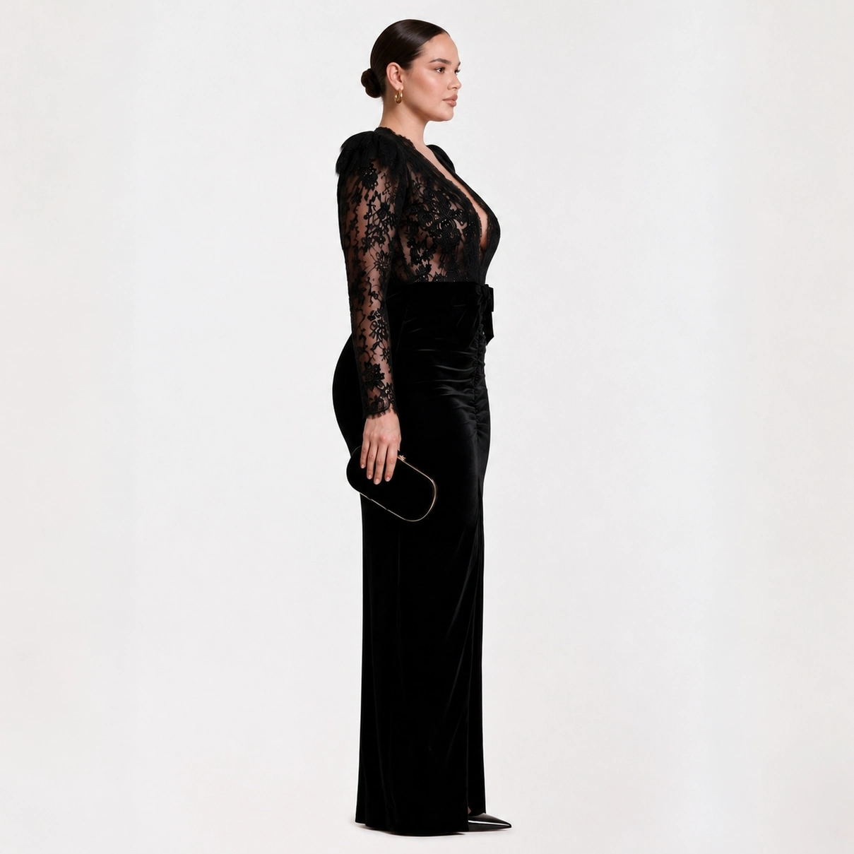 elegant-long-sleeve-velvet-maxi-dress-side-view