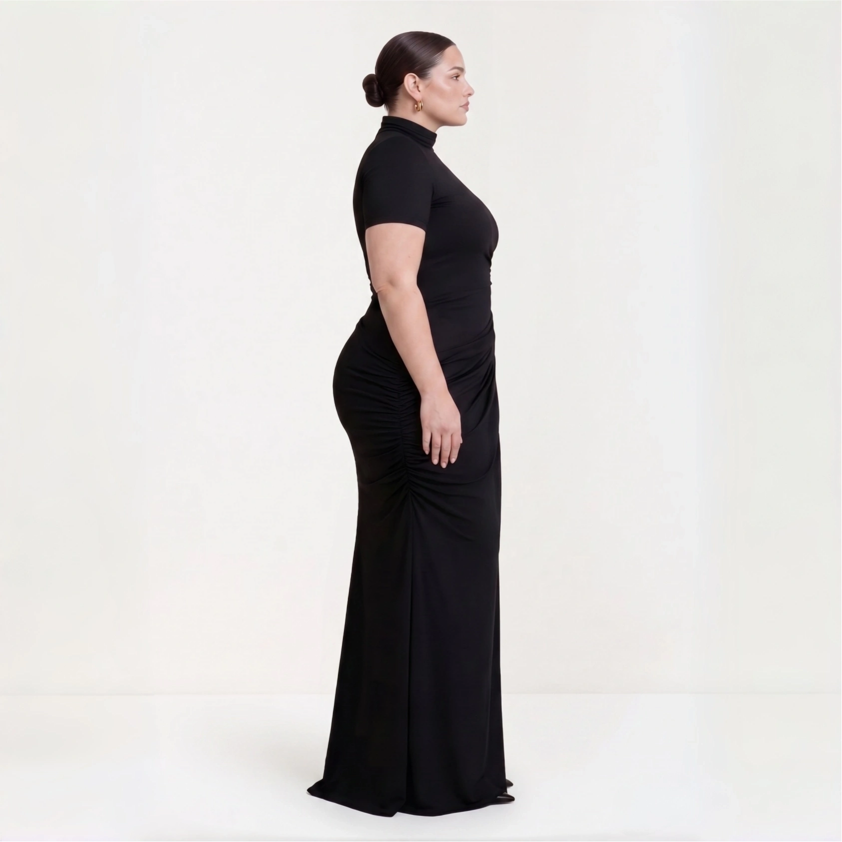 Plus-Size-Elegant-Mock-Neck-Dress-Side-View