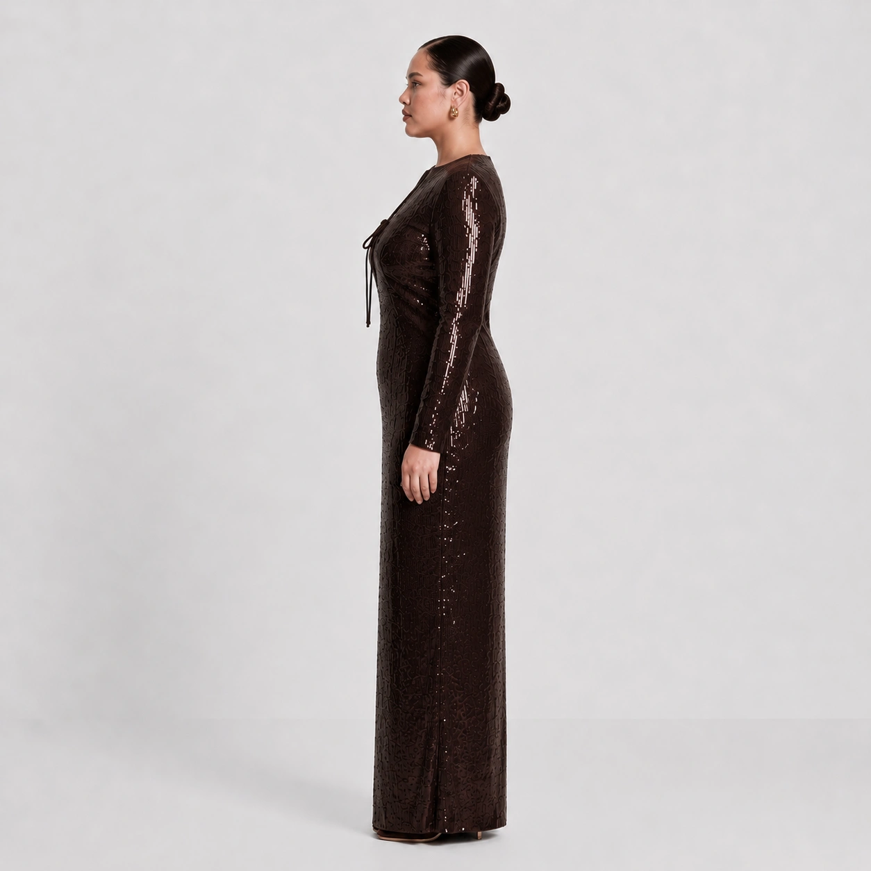 wholesale-brown-maxi-gown-side-view