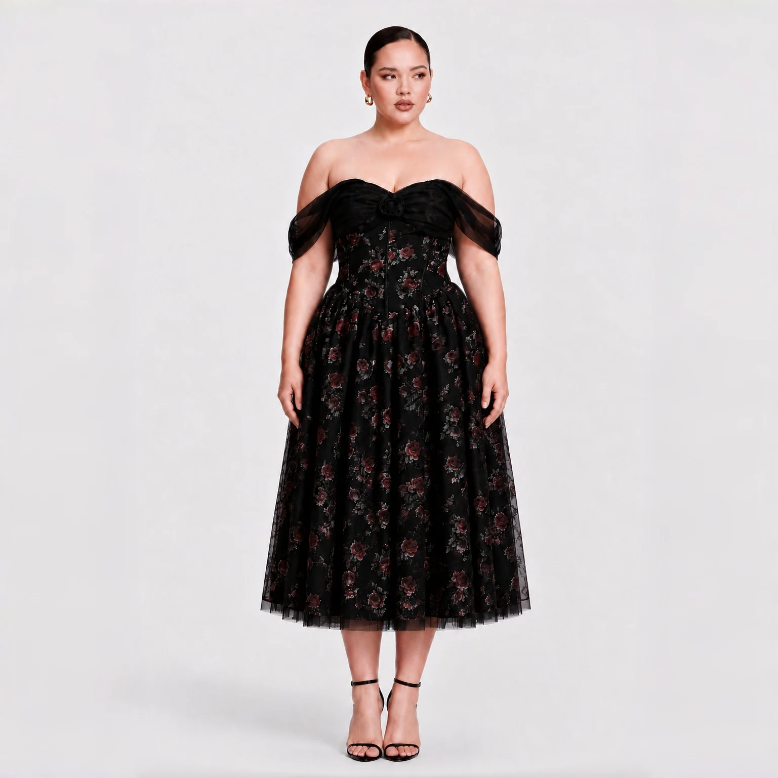 Floral Embroidered Tulle Overlay