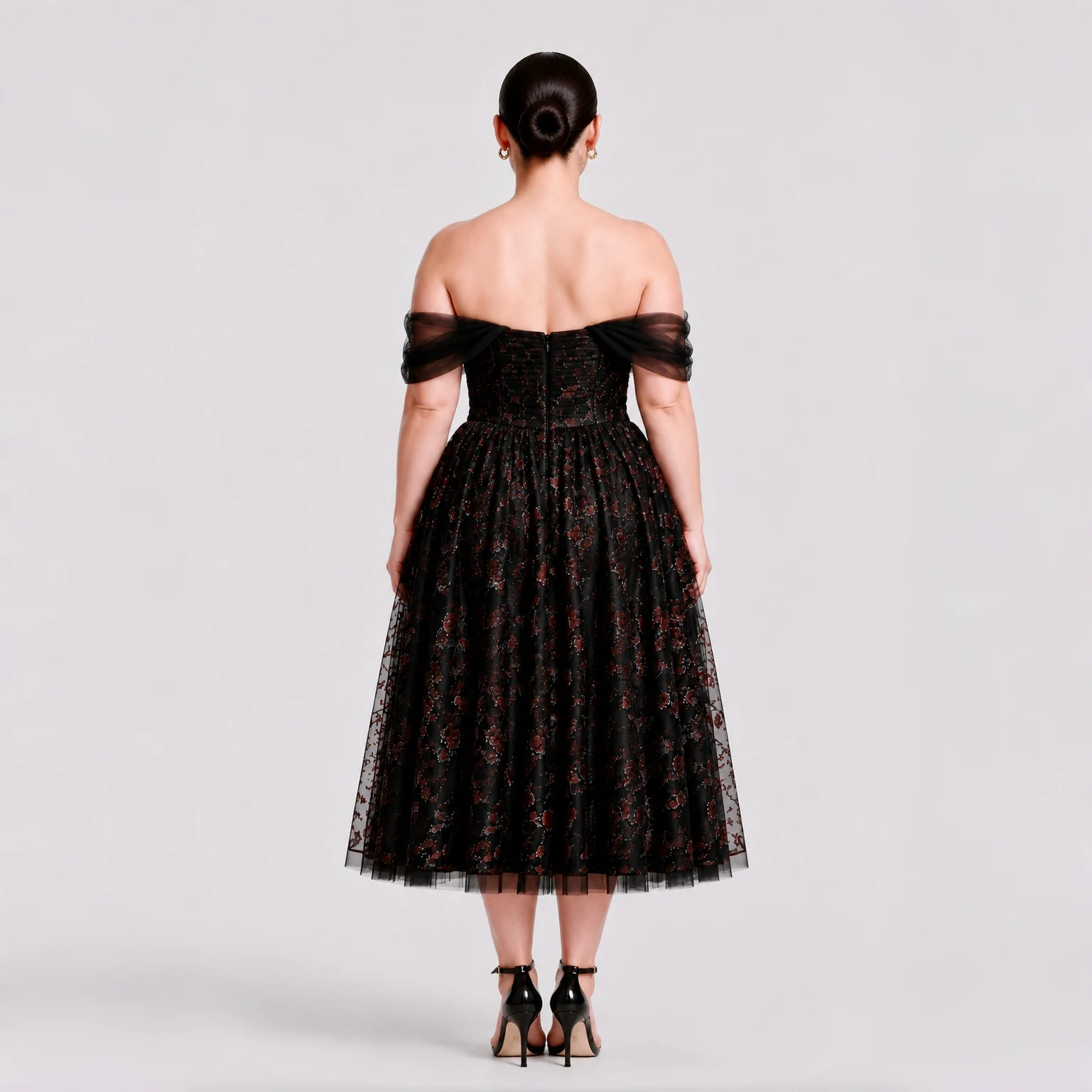fromattitude-vintage-cottagecore-black-rose-dress-back