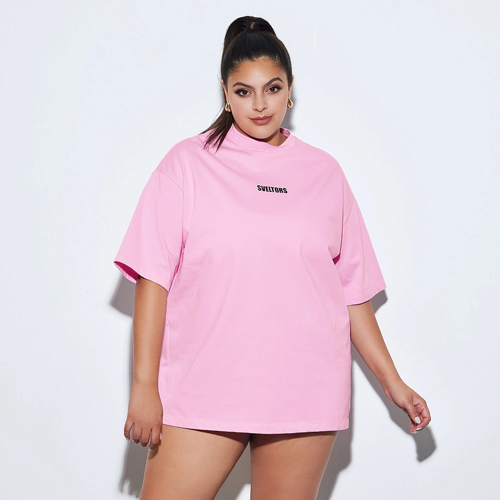 Women's Oversized Mock Neck Graphic Cotton T-Shirt Dress