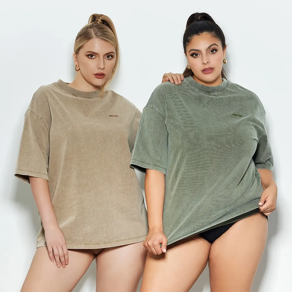 Heavyweight Washed Oversized T-Shirt Vintage Drop Shoulder Tee