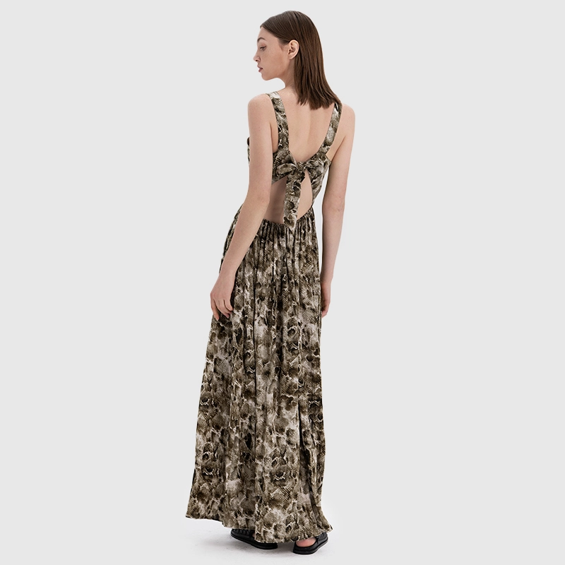 tie-back-animal-print-long-dress-manufacturer-back