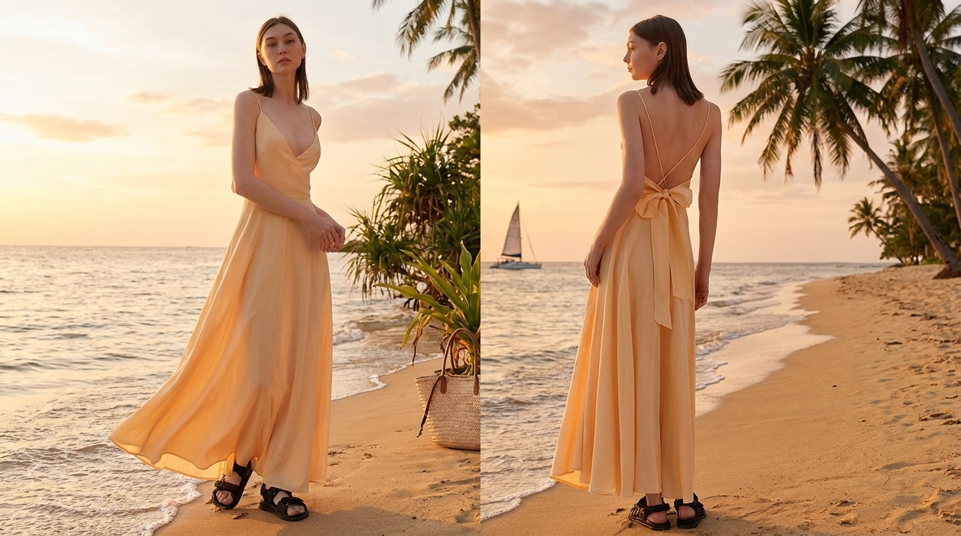 Elevate Your Summer Style: The Butter Yellow Linen Backless Maxi Dress