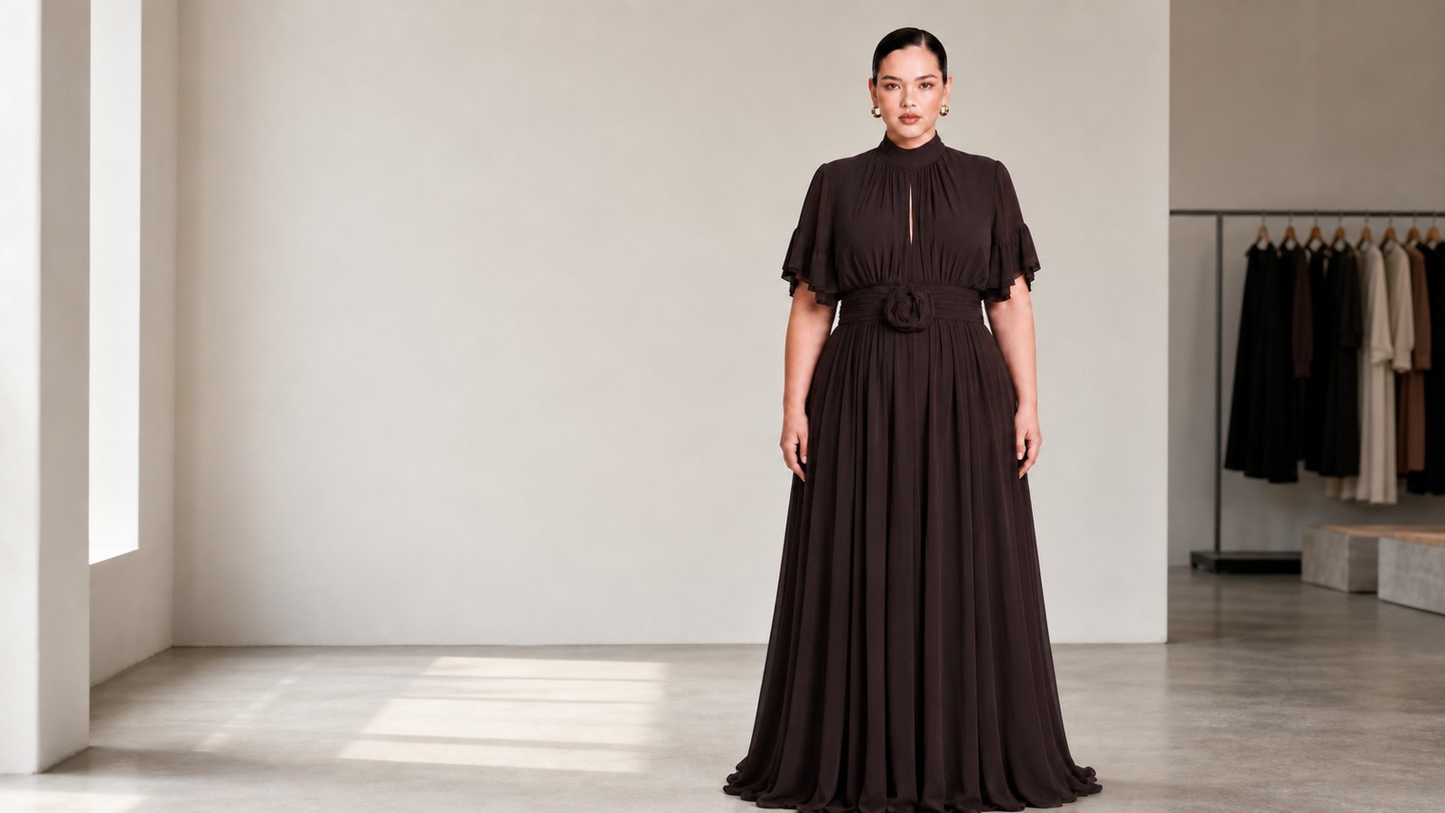 ATT08 Pleated Maxi Dress for Wholesale Eveningwear Buyers