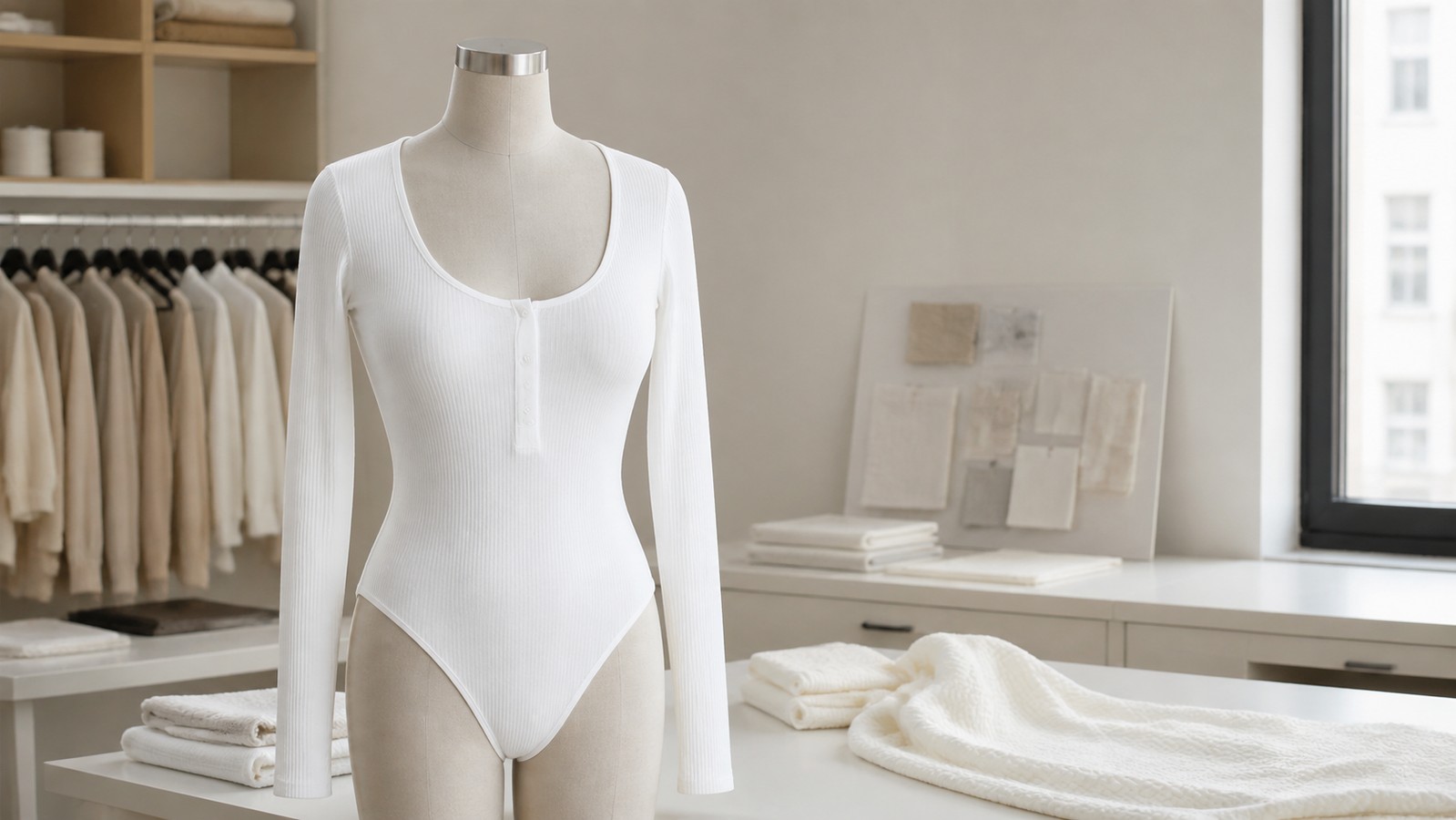 Ribbed Henley Bodysuit for Inclusive Private-Label Lines