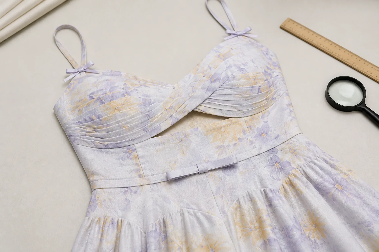 How should buyers evaluate a floral print cutout midi dress?