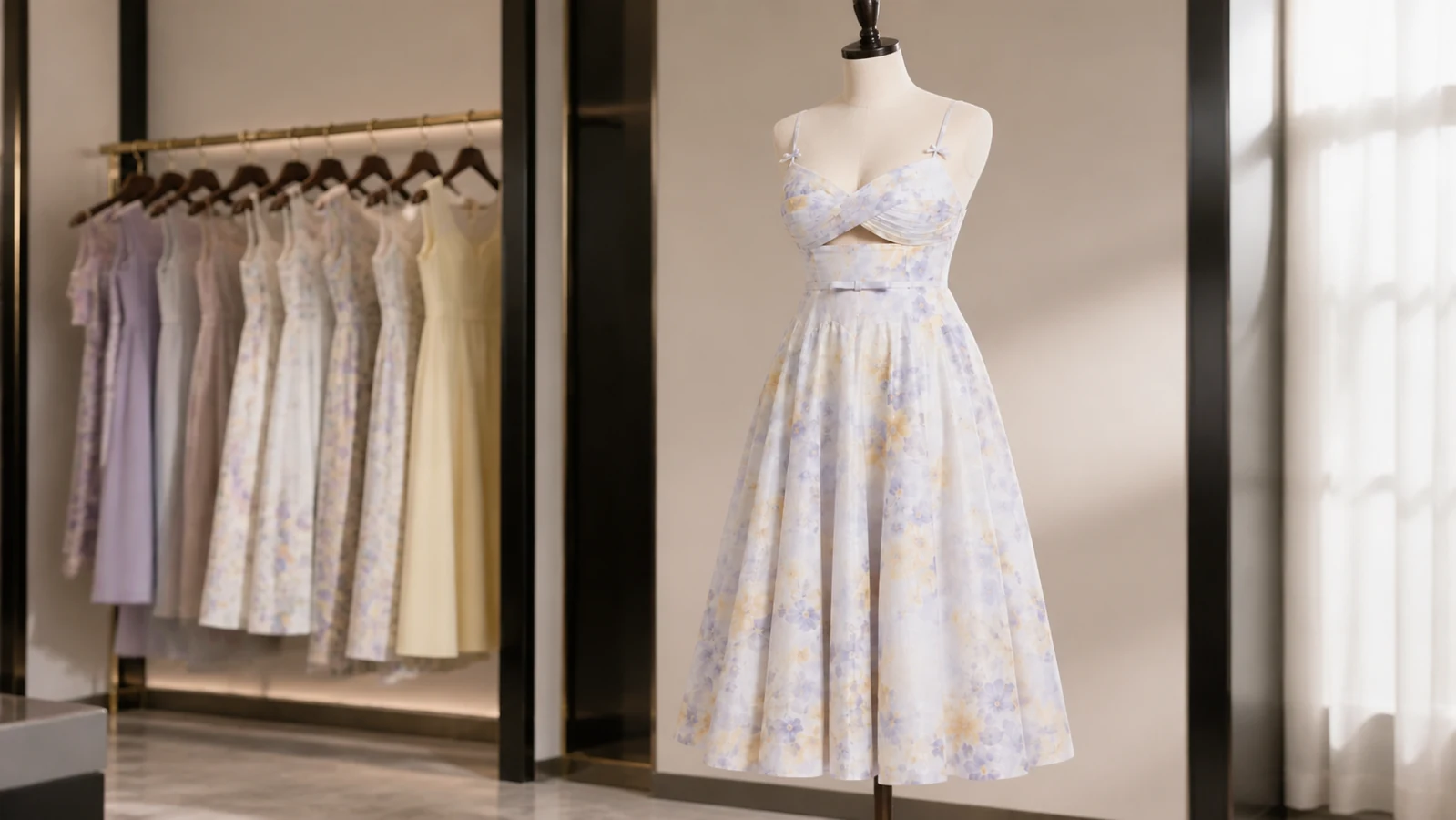 How should buyers evaluate a floral print cutout midi dress?