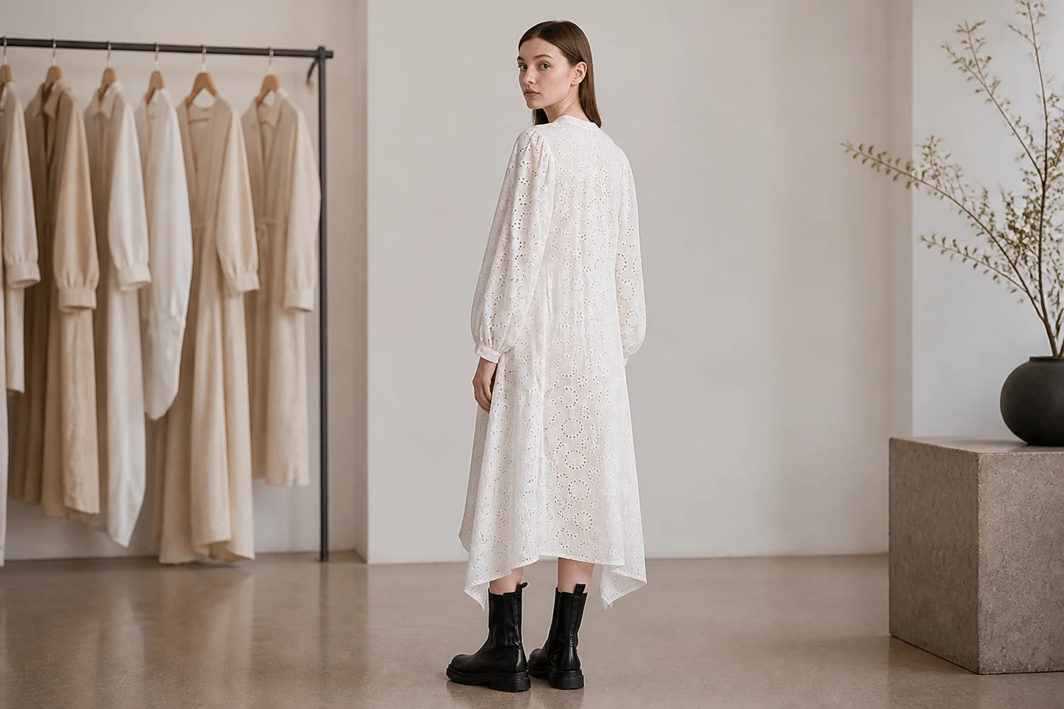 How to Review an elegant white eyelet lace v neck maxi dress?