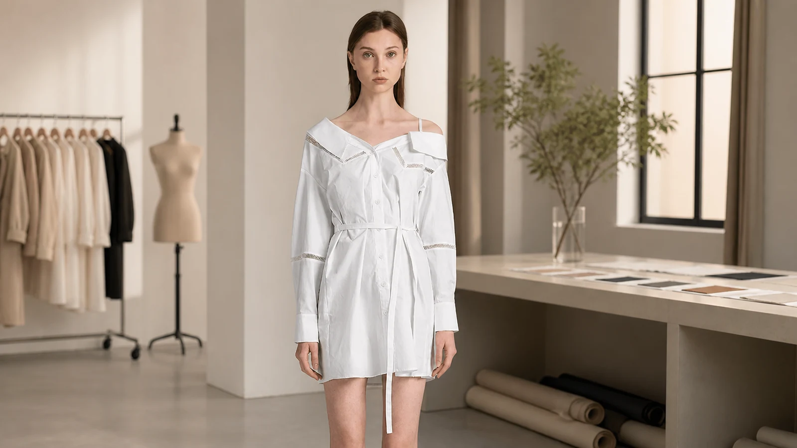 How to Review an off shoulder white cotton shirt dress?