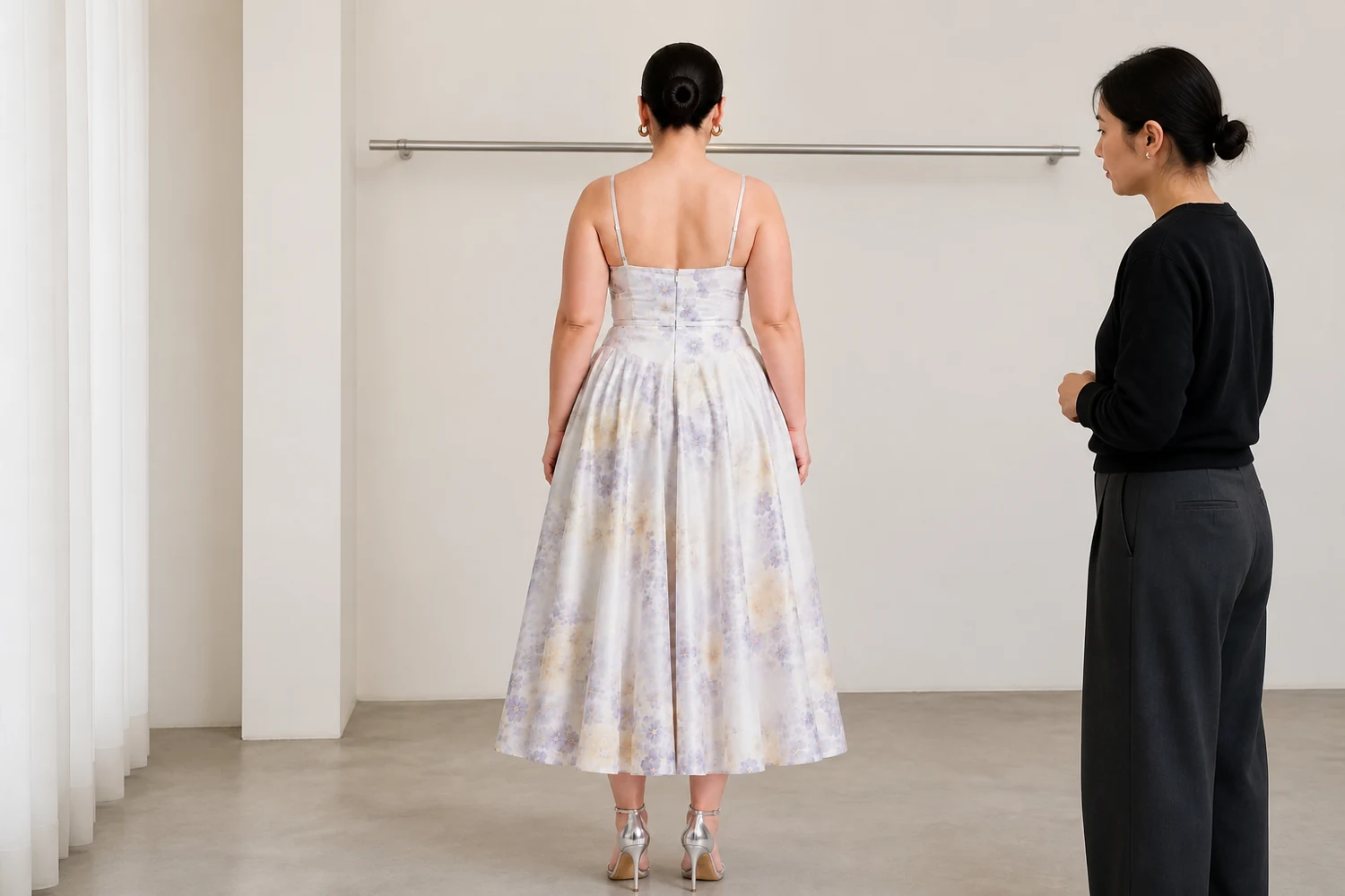 What Should a Floral Print Cutout Midi Dress Sample Review Cover?