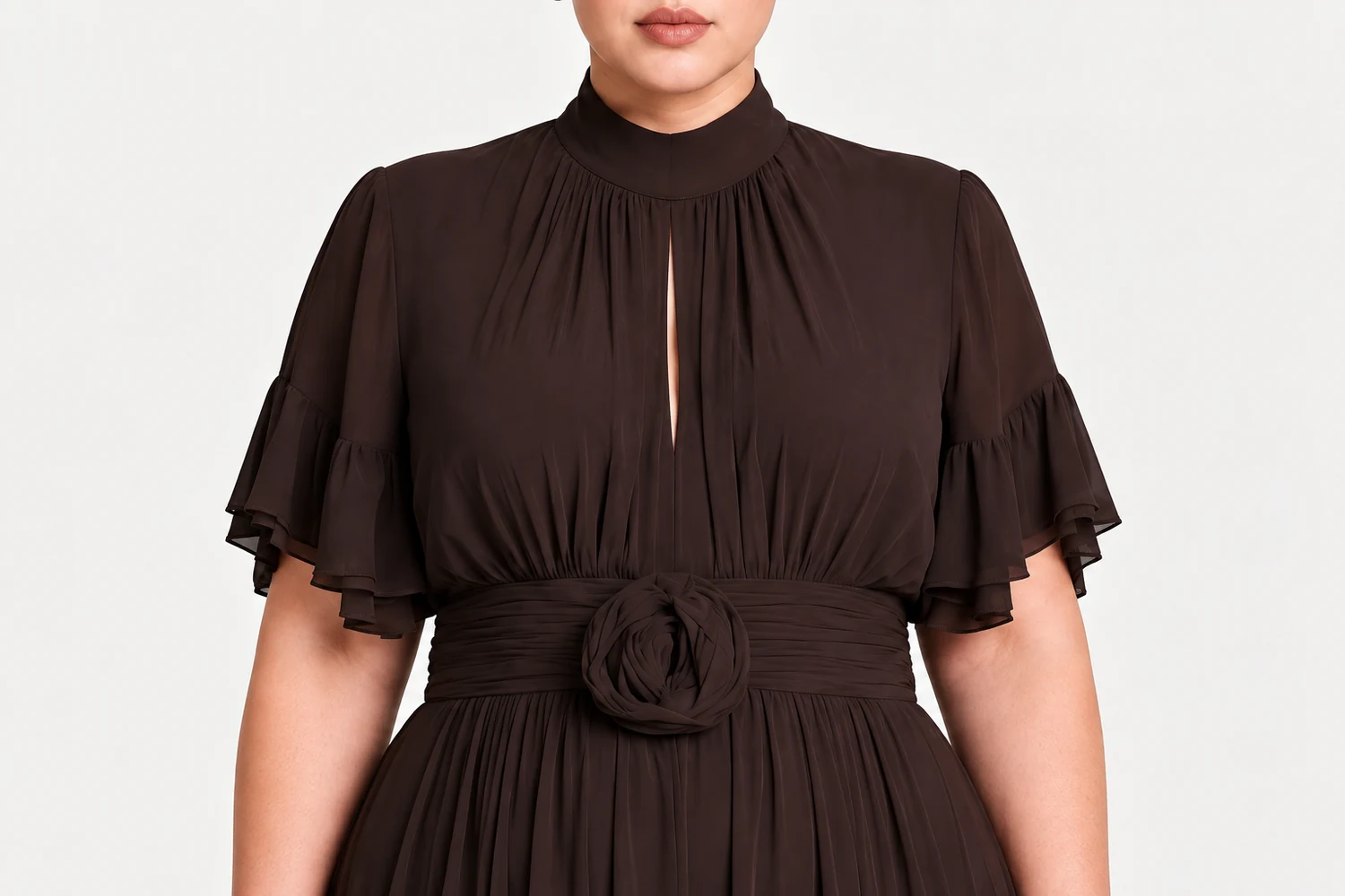 How Should Buyers Review an Elegant Mock Neck Pleated Maxi Dress?