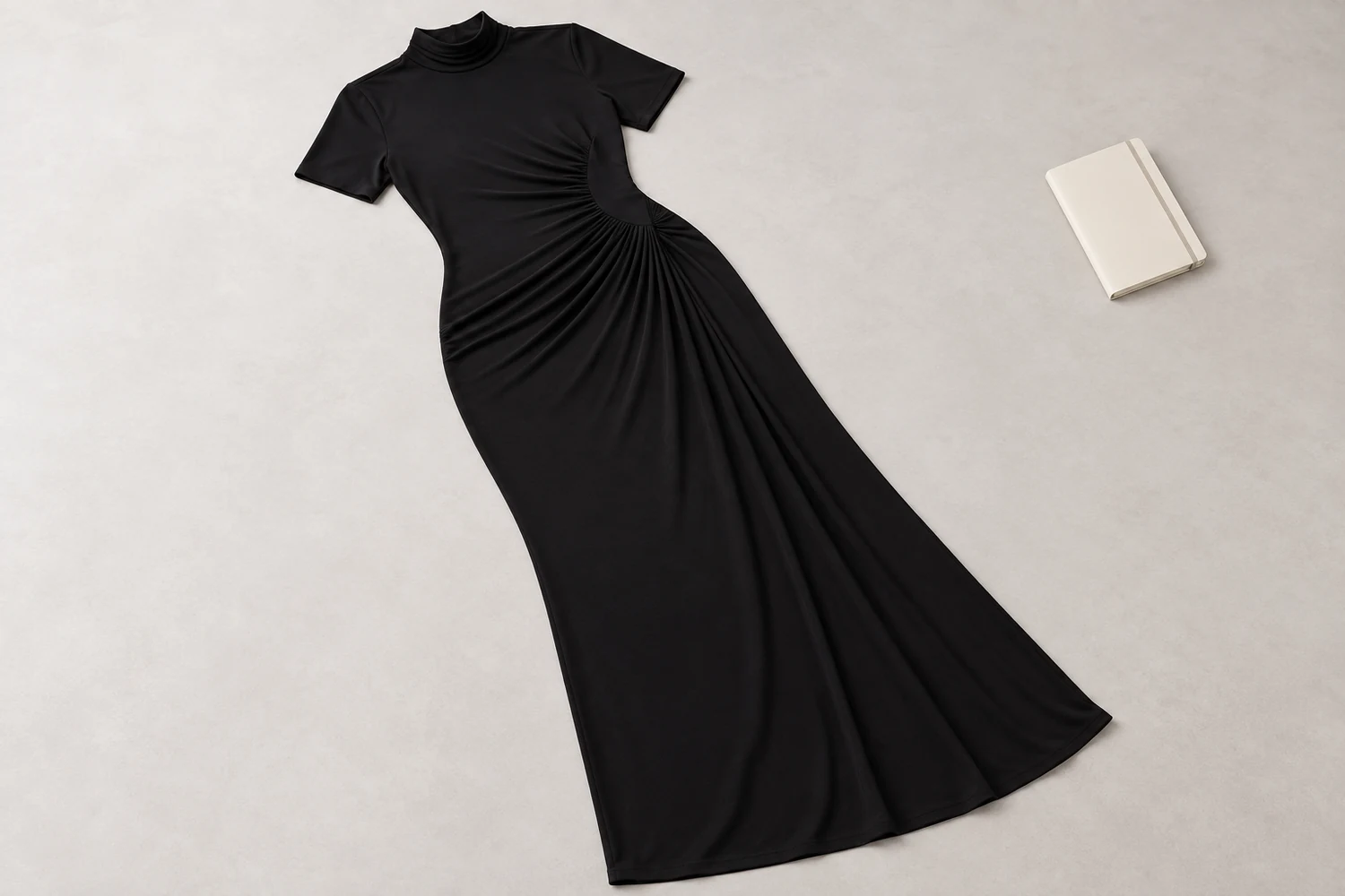 How can a plus size ruched mock neck maxi dress fit an event brief?